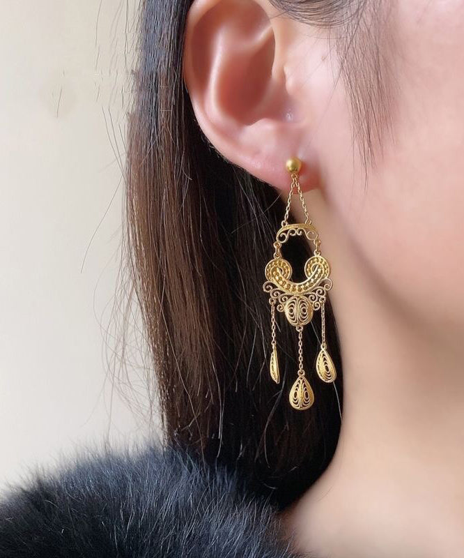 VCSHOES Gold Overgild Tassel Drop Earrings