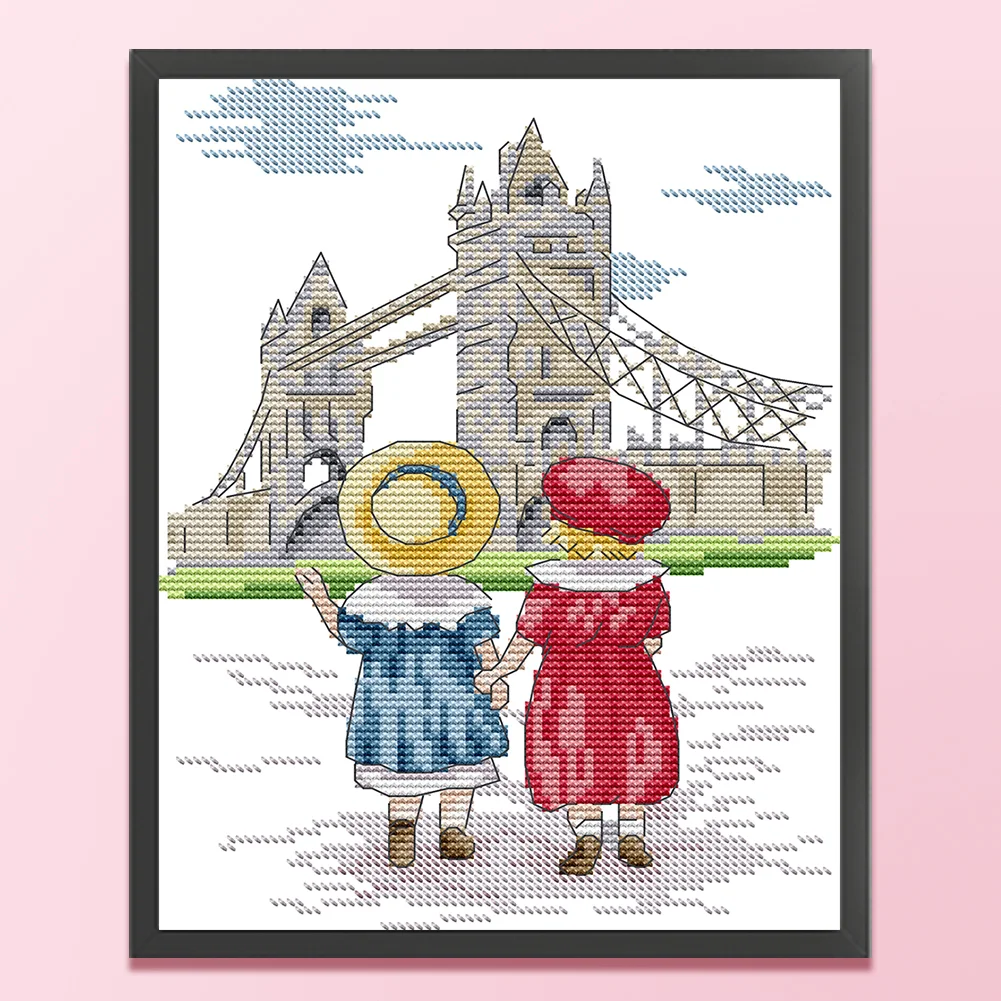 DIY Stamped Cross Stitch 14CT Partial Embroidery 19*27cm - See The Eiffel Tower