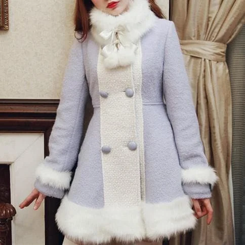 S/M/L [Reservation]Light Blue/Pink Winter Fluffy Fleece Coat SP154413