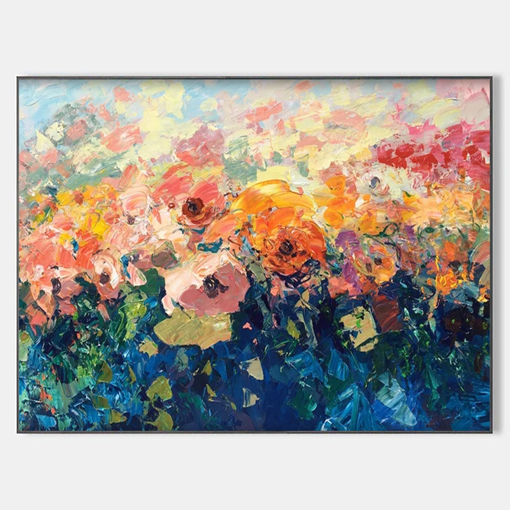 Arabelart Wild Garden &ndash; Vibrant Abstract Floral Oil Painting with Rich Impasto Texture AR530