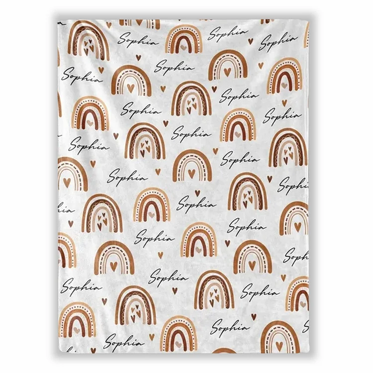BlanketCute-Personalized Lovely Kid Rainbow Blanket with Your Kid's Name | 01