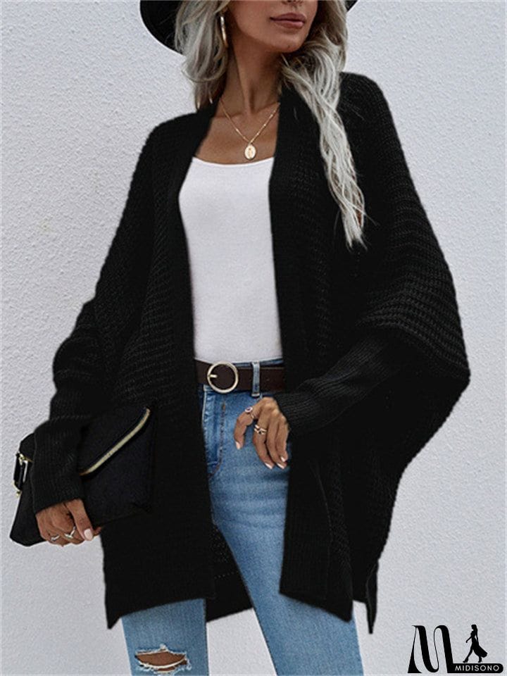 MidiSono - Women's Temperament Comfy Loose Solid Color Cardigan Sweater
