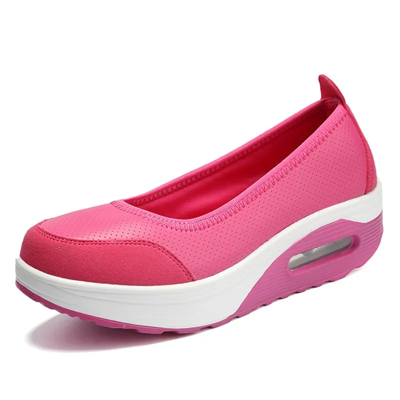 2021 Women Sneakers Flats Loafers Sweet Shallow Comfort Moccasins Slip-on PU Platform Ballet Ladies Vulcanized Shoes New