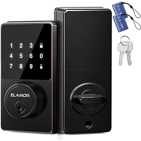 Keyless Entry Door Lock, Electronic Deadbolt Lock with Touchscreen Keypad, Smart Lock & Key Fob, Easy to Install, 50 User Codes, Auto Lock, Waterproof Smart Lock for Front Door, Home Use, Apartment Digital Lock Oil Rubbed Bronze