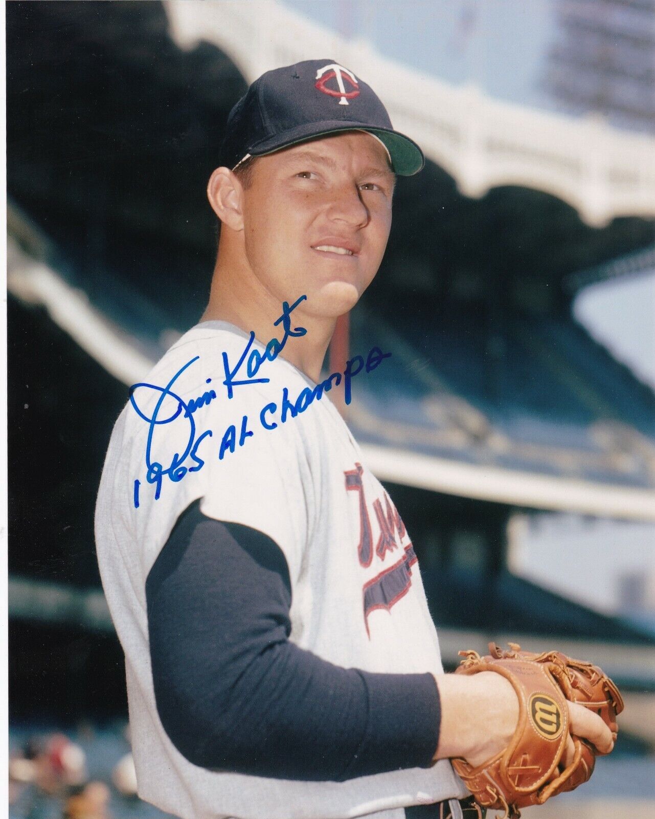 JIM KAAT MINNESOTA TWINS 1965 AL CHAMPS ACTION SIGNED 8x10