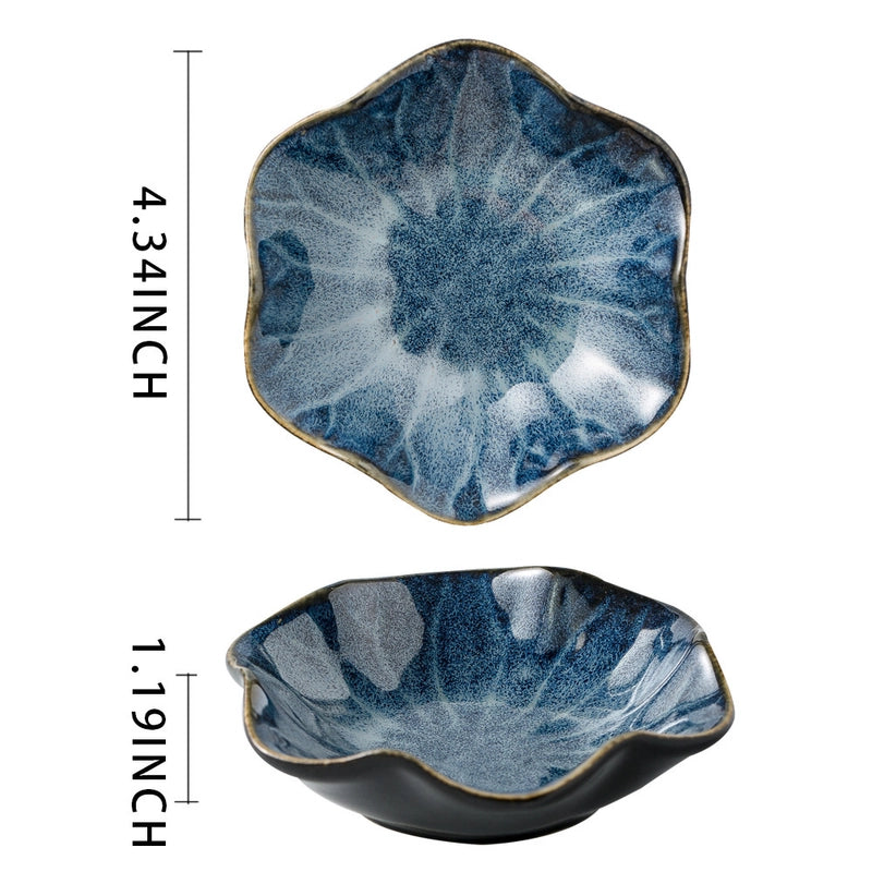 Nordic Jewelry Plate Tray Blue And Pink Storage Plate Household Snack Dish Taste Dish Ceramic Lotus Jewelry Plate