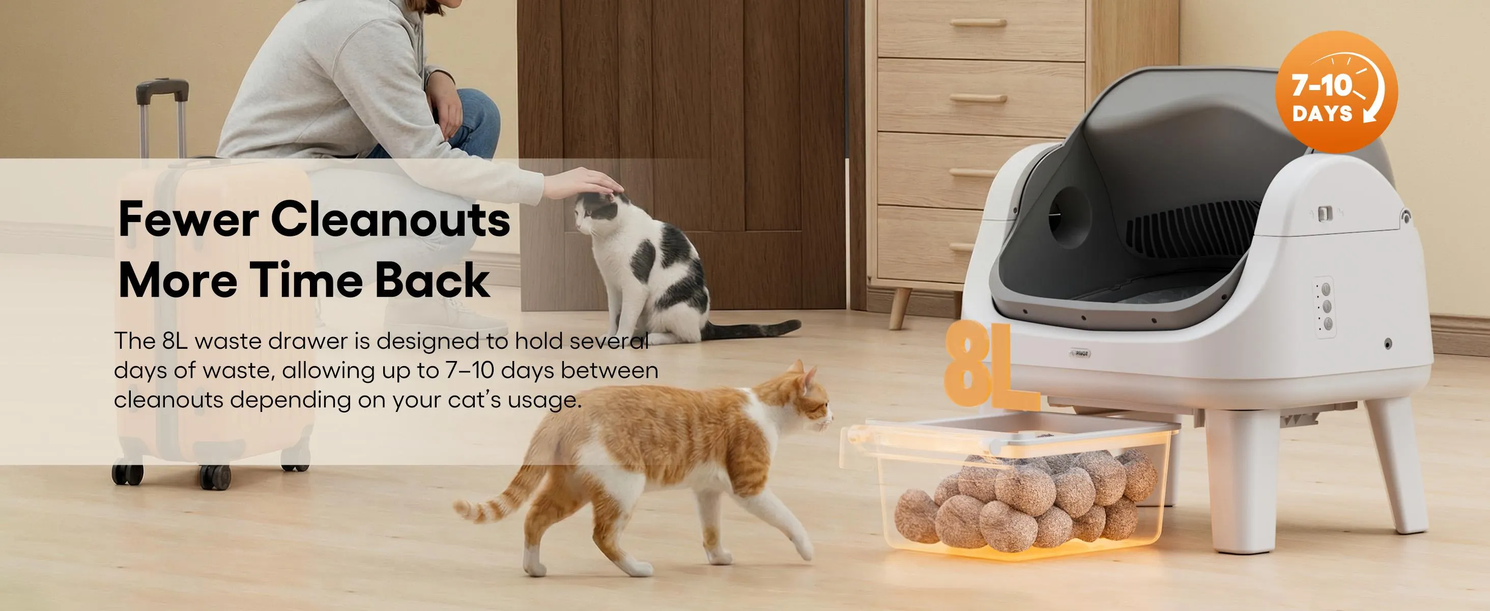 PetPivot AutoScooper 12 Lite Open-Top Automatic Self-Cleaning Cat Litter Box, Easy-Entry Front Step, Triple Safety Protection, No App Required,SohoChic