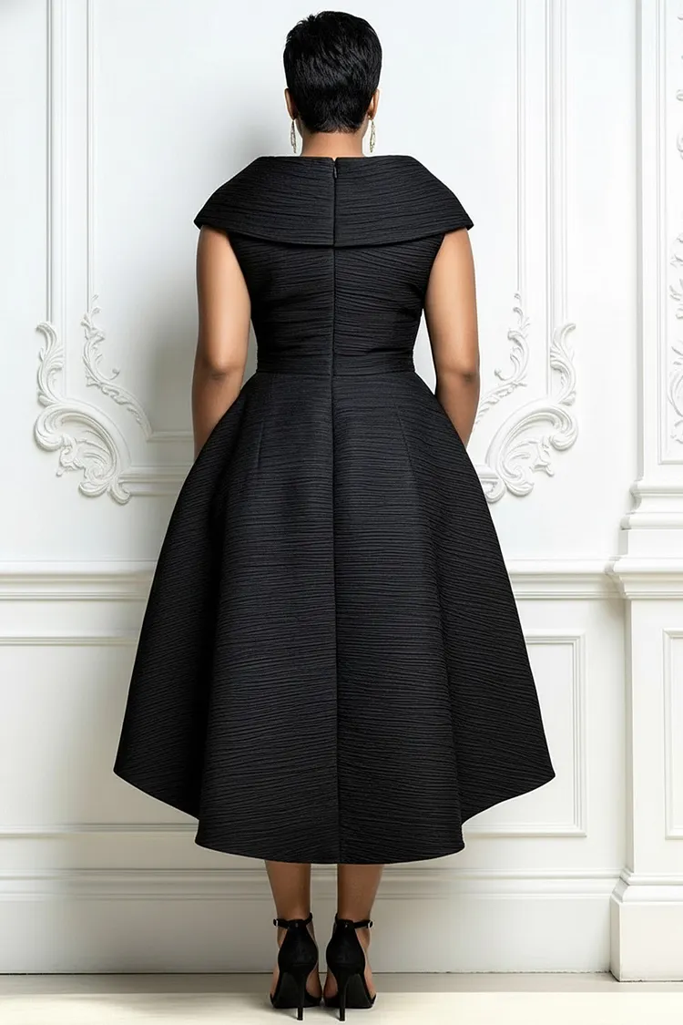 Xpluswear Design Plus Size Cocktail Party Black Wrap Neck Short Sleeve Pocket Irregular Hem Midi Dresses Black-2XL/18-20 Xpluswear Design Plus Size Cocktail Party Black Wrap Neck Short Sleeve Pocket Irregular Hem Midi Dresses Black-2XL/18-20