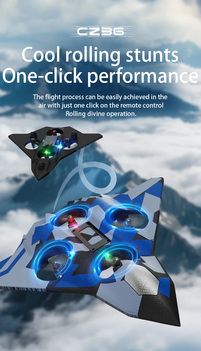 Tegooe Tegooe RC Stunt Glider for Kids - Durable EPP Foam Remote Control Airplane with 24G System