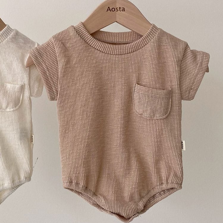  Baby Solid Color Ribbed Pocket Bodysuit