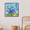 Schmetterling und blaue Blumen - speziell geformtes Diamantgem&auml;lde - 30*30cm