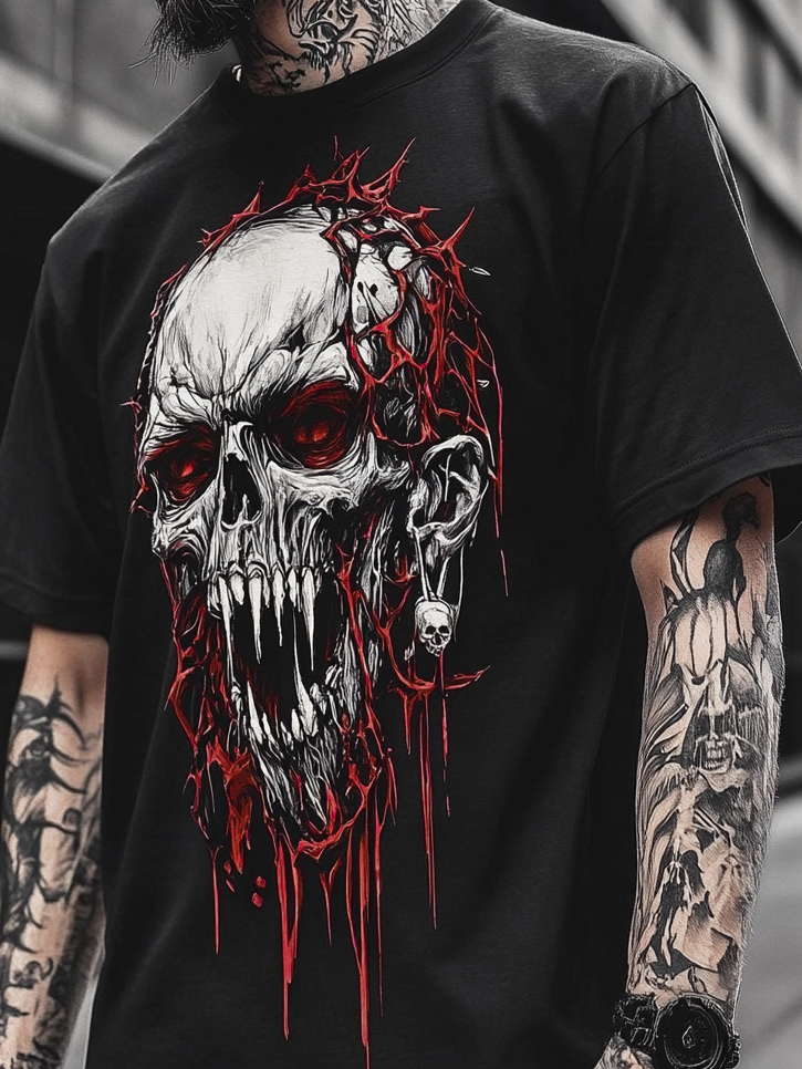 Shoptechwear Art Satanic Blood Darkart Skull Oversized Unisex Casual T-shirt