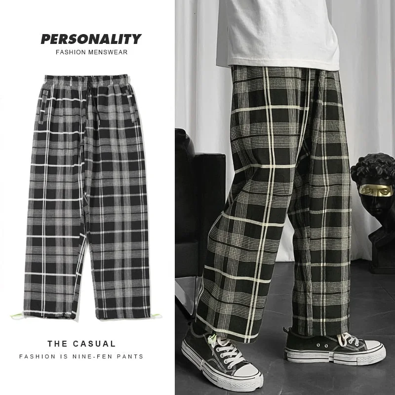 Privathinker Men's Plaid Casual Harem Pants Korean Man 2021 Loose Ankle-Length Trousers Harajuku Streetwear New Male Clothing