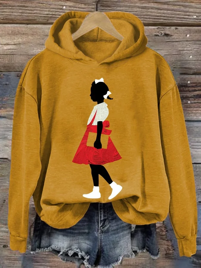 Women's Black Girl In Red Print Sweatshirt 