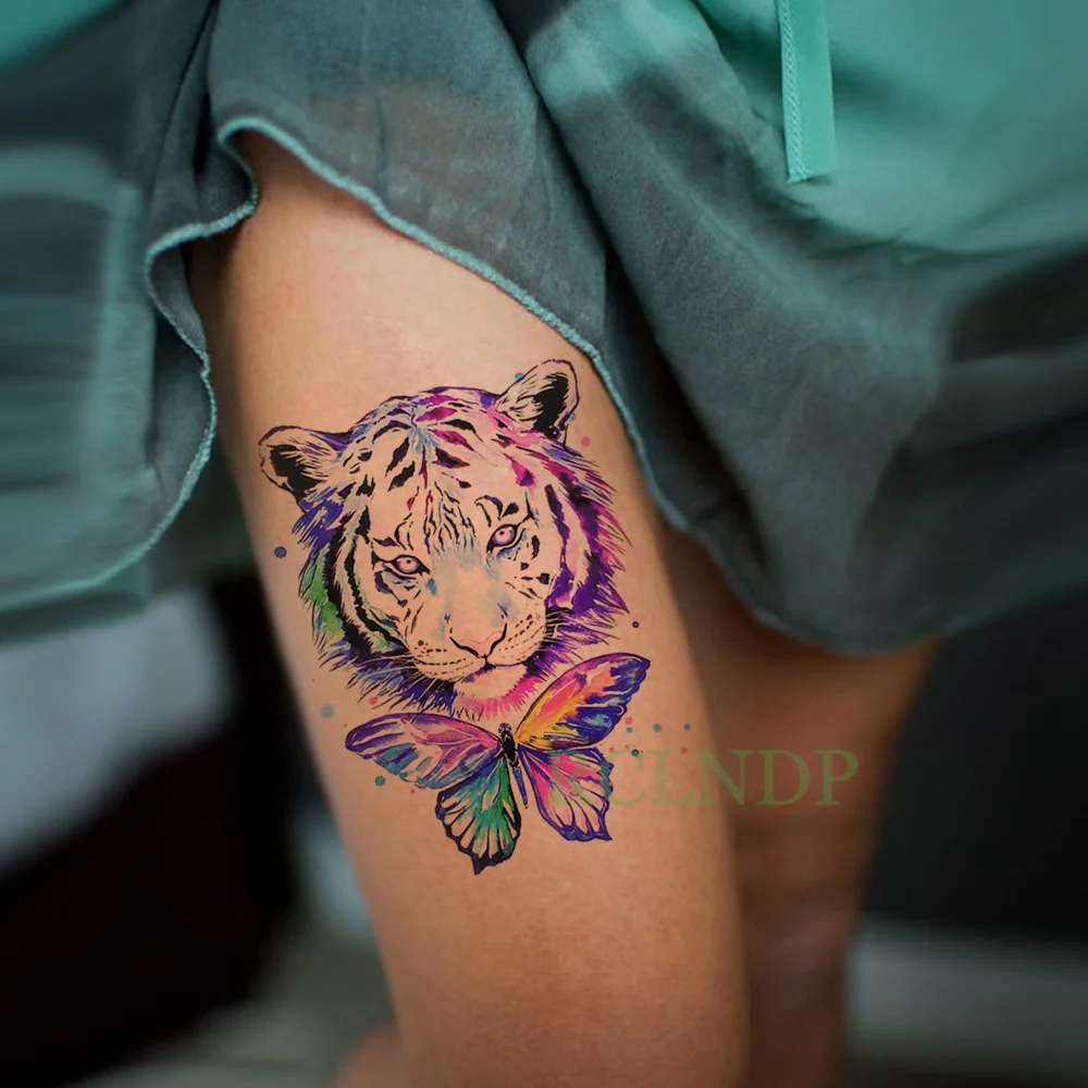 Sdrawing Temporary Tattoo Sticker Wolf Head Tribal Totem Design Pattern Fake Tatto Flash Tatoo Body Art for Girl Women Men