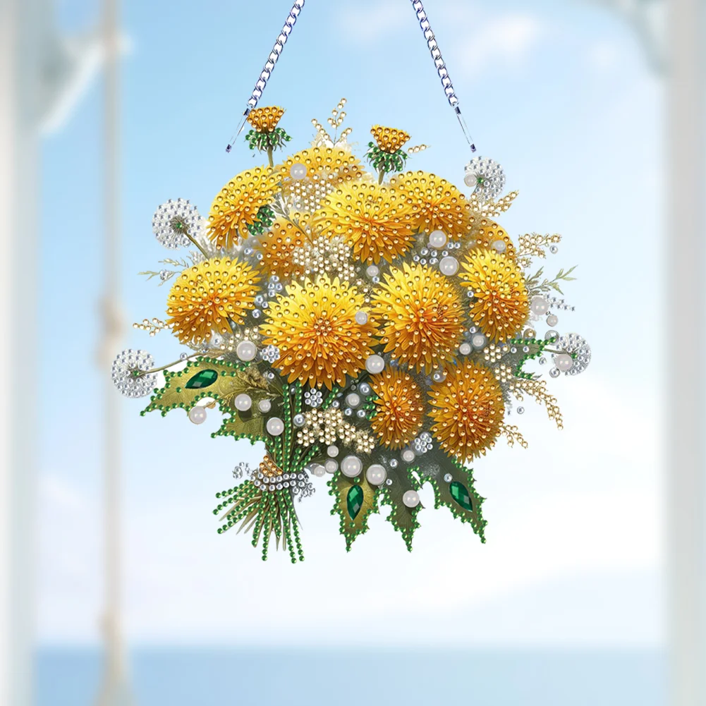 Acrylic Special Shape Dandelion 5D DIY Diamond Painting Dots Hanging Pendant