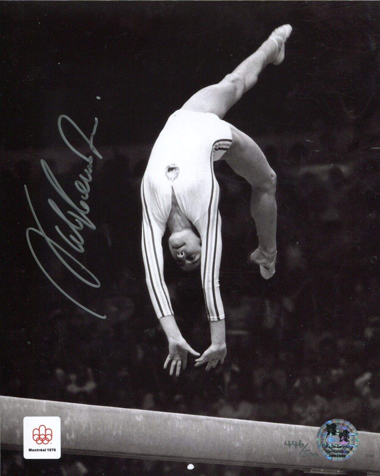 Official Olympic product: Gymnast Nadia Comaneci signed beam Photo Poster painting - UACC DEALER