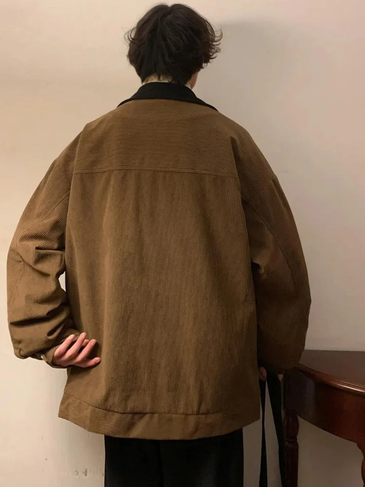 Brownm Corduroy Contrast Color Jacket