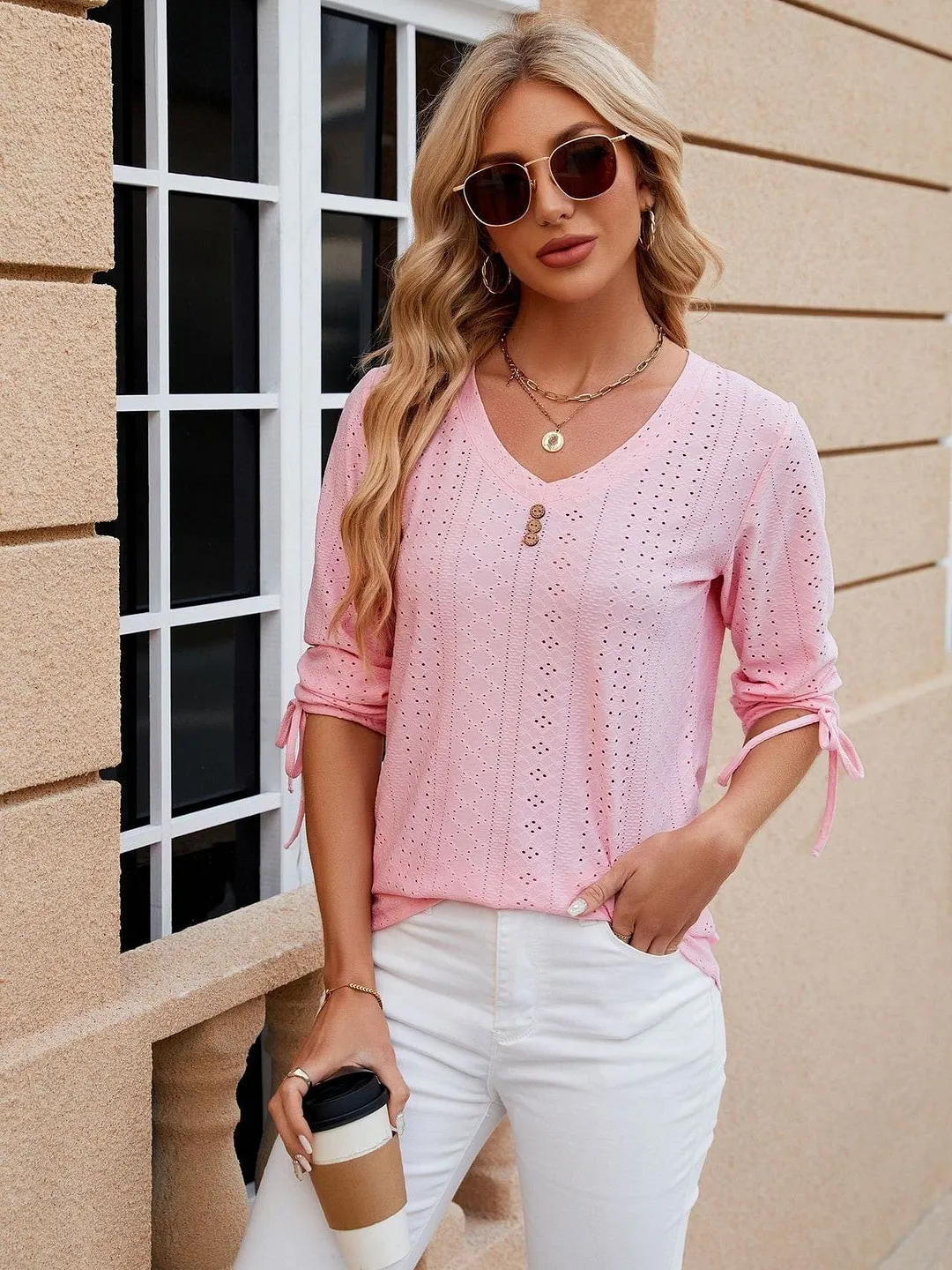 Grey Ribbed Knit Top with Short Sleeves
