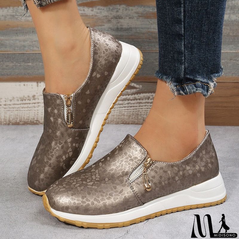 MidiSono - Distinctive Multi-color Snake Pattern Thick Heels Female Loafers