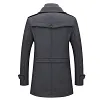 Men's Gentle Removable Double Collar Cold-Resistant Pocket Plus Size Wool Coat Jacket