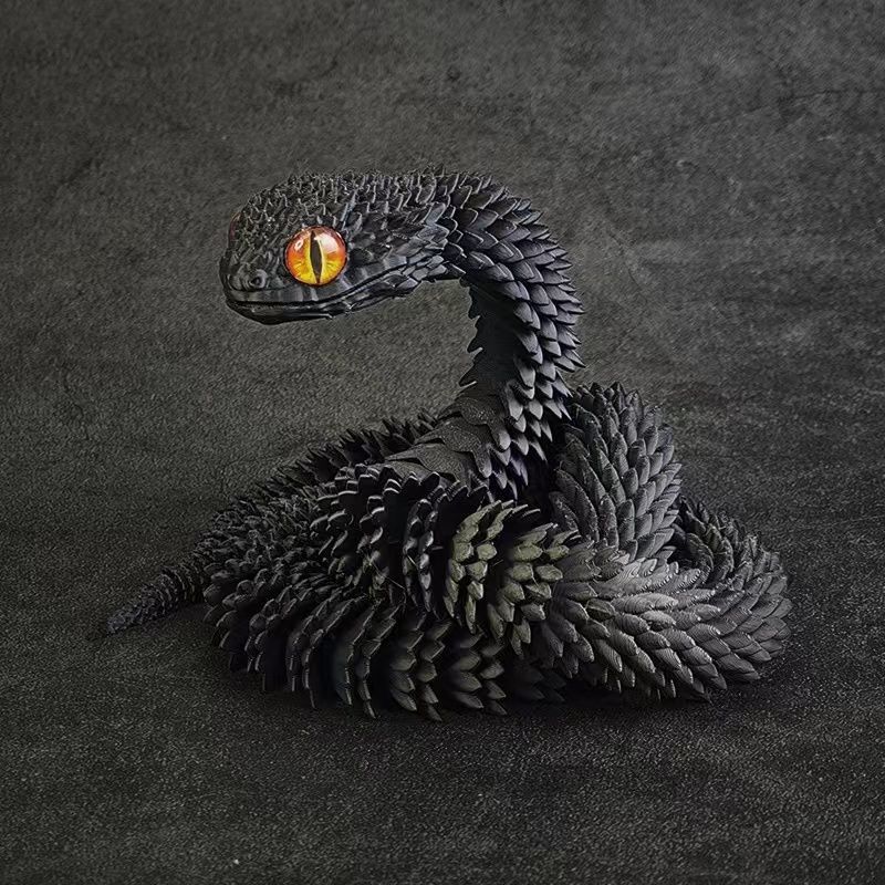 Tegooe 3D Printed Articulated Snake Figurine - Flexible Desktop Ornament