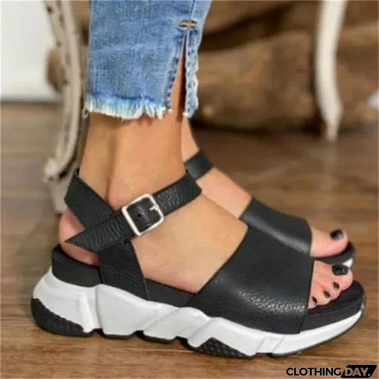 Fashion Comfort Open Toe Buckle Up Flat Sandals for Women