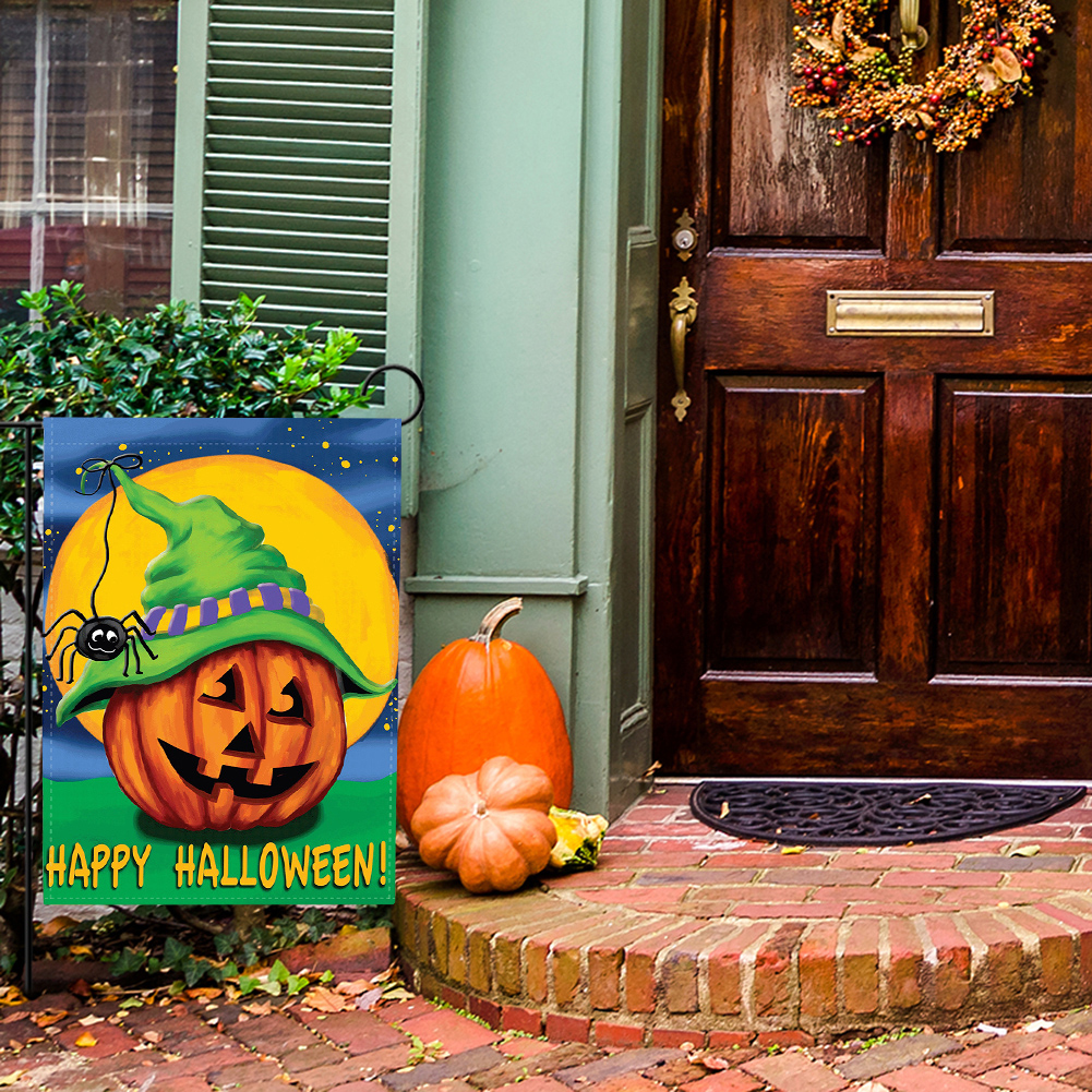 

Home Garden Scary Ghost Halloween Decorative Spooky Cat Pumpkin Banner Flag, Wsj-3, 501 Original