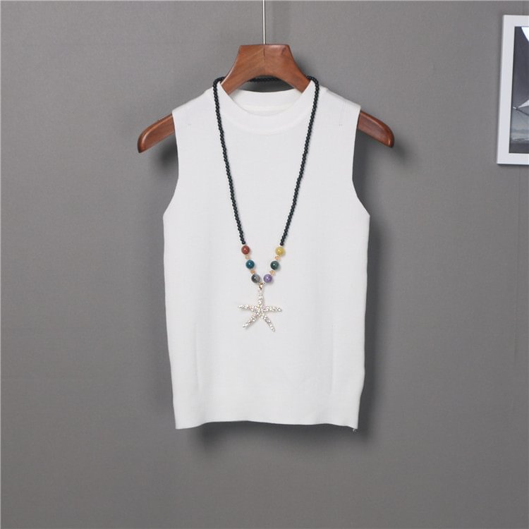 Womens Slim Knitting O Neck Simple Camisole Tops Female Knitted Tank Top Sleeveless Basic Solid T Shirts For Girl