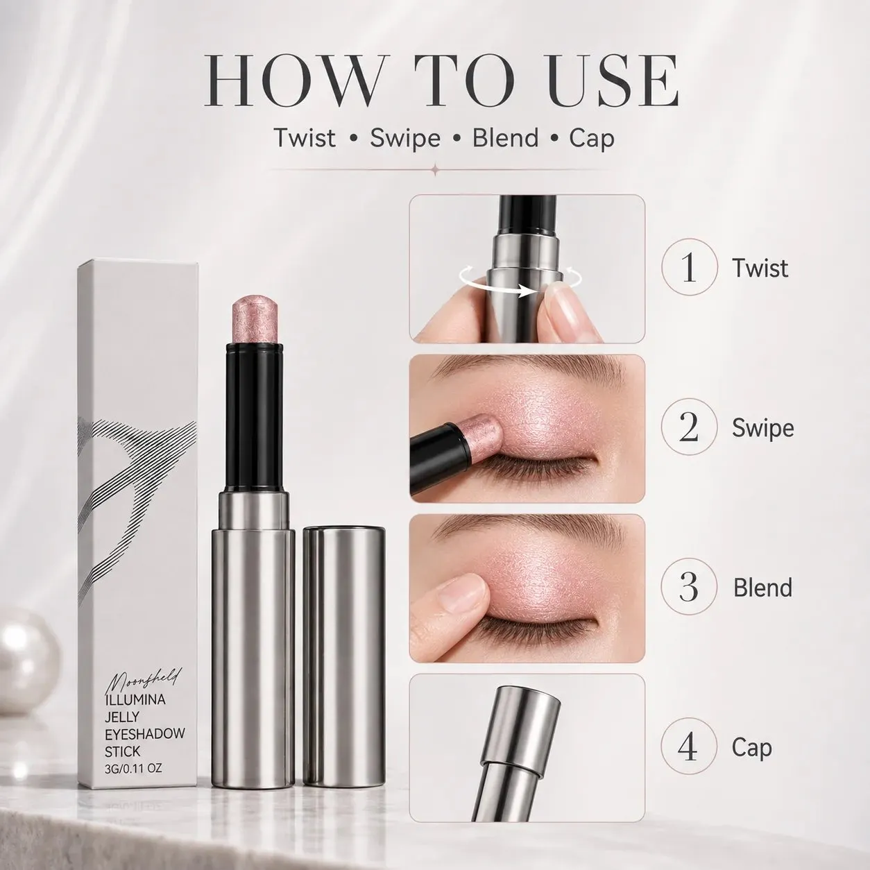 How to use jelly eyeshadow stick in four simple steps