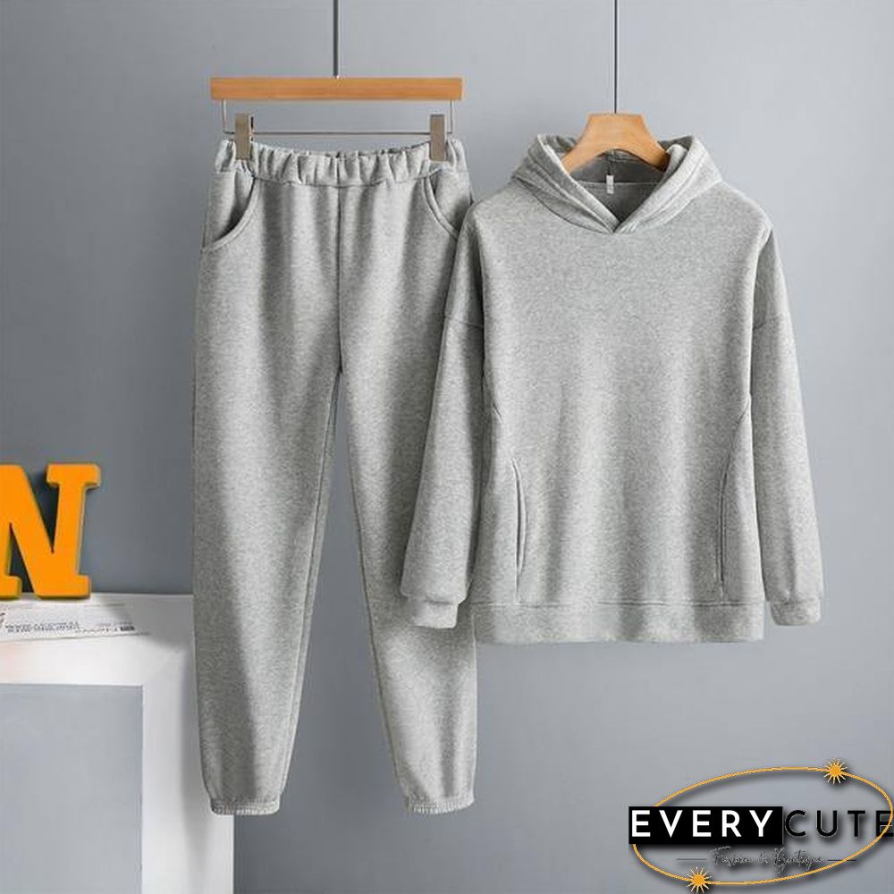 Two Piece Set Casual Fleece Tracksuit Women Winter Women's Sets Oversized Hooded Long Sleeve Hoodie Sport Pants Lady Suit