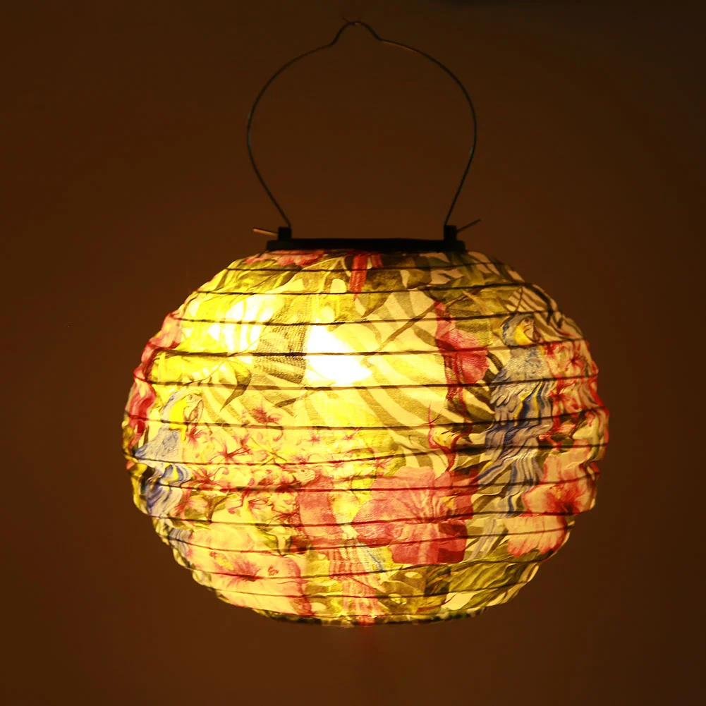 20cm Solar LED Chinese Lantern Light Waterproof Print Hanging Lamp (C)