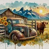 (Multi-Style) Western Farm-11CT Stamped Cross Stitch 50*50cm/19.69*19.69in