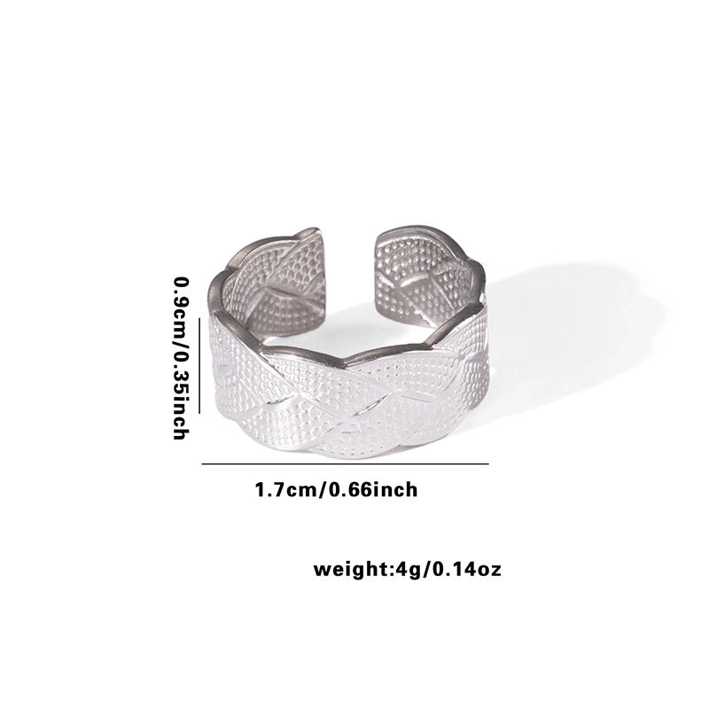 Retro Classic Style Geometric Leaf Snake Titanium Steel Plating Open Rings