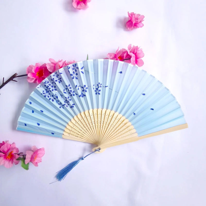 3 Pieces Ancient Style Folding Fan Female Classical Tassel Silk Fan Chinese Style Small Fan Portable Dance Craft National Fashion Fan Student Fan