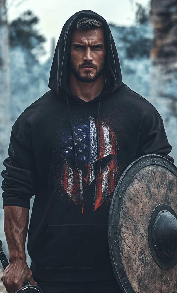 Spartan Warrior Vintage Printed Totem Sports Hoodie / Rvogue / Rvogue