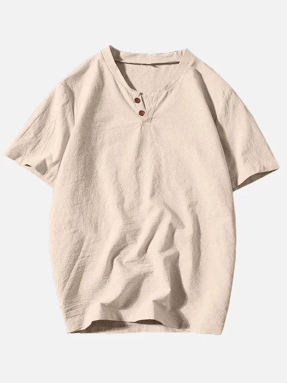 Men's Daily Casual Simple Plain Short Sleeve Shirt