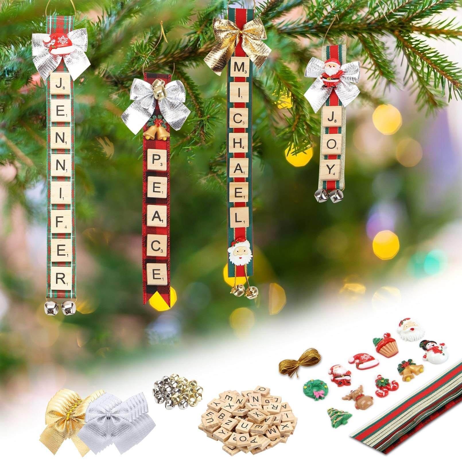 Personalized Scrabble Christmas Ornaments Craft Kit (160 PCS)