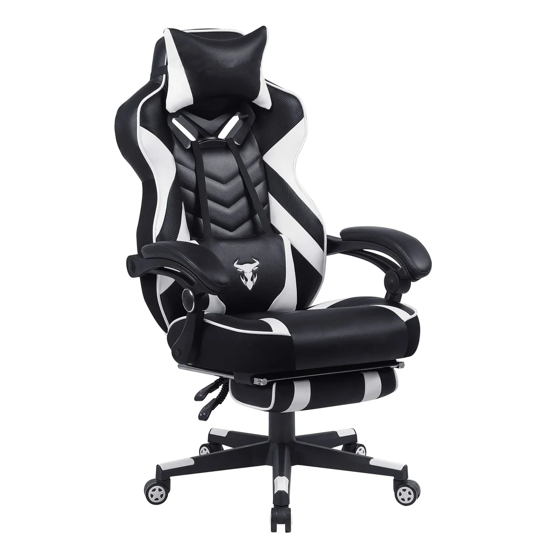 Racing Style Reclining High Back Computer Chair with Footstool