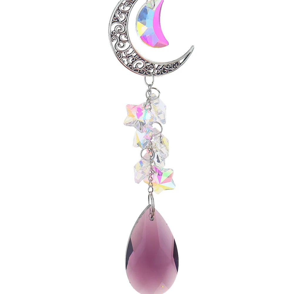 Crystal Diamond Wind Chimes Metal Hexagon Star Moon Hanging Ornaments Decor