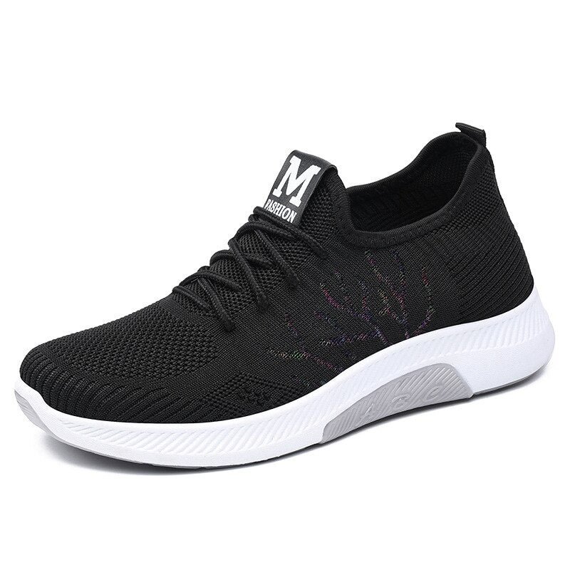Shoes for Women Summer Breathable Mesh Sneakers Lace-up Outdoor Casual Shoes for Women Flat Sport Running Shoes 4 Color Big Size