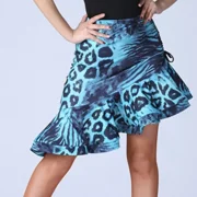 Standawon Leopard Print Women Classic Latin Dance Costumes Asymmetrical Ruffle Mermaid Skirt Lady Salsa Chacha Tango Rumba Dress