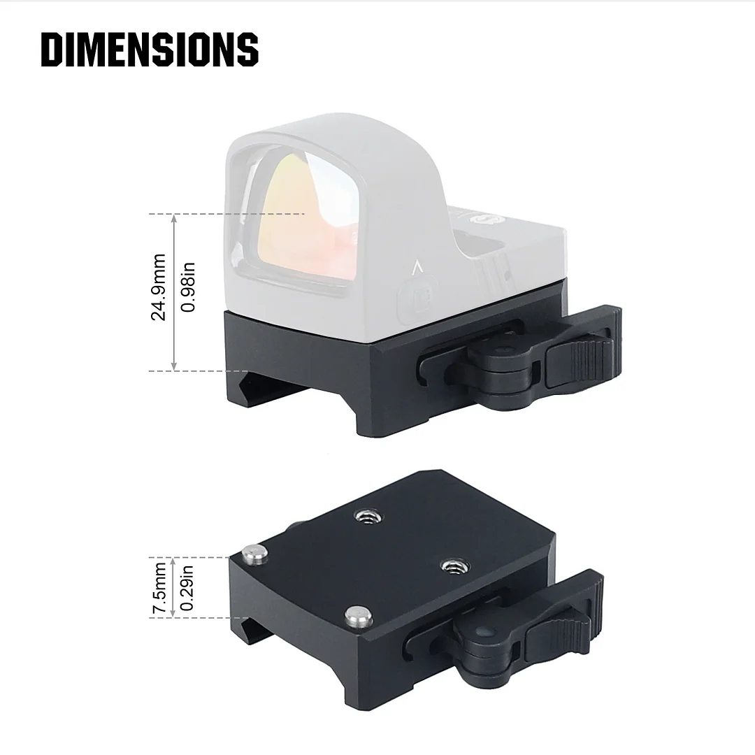 ohhunt® Red Dot Mount Picatinny Quick-Release Low Riser Mount Compatible with Trijicon RMR/SRO/Holosun 407C/507C/508T