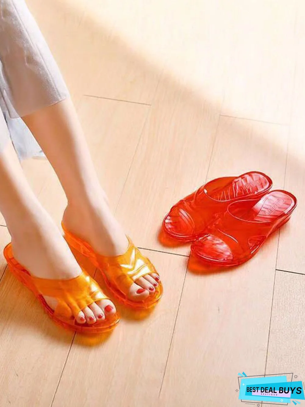 Crystal Clear Waterproof Wedge Slides