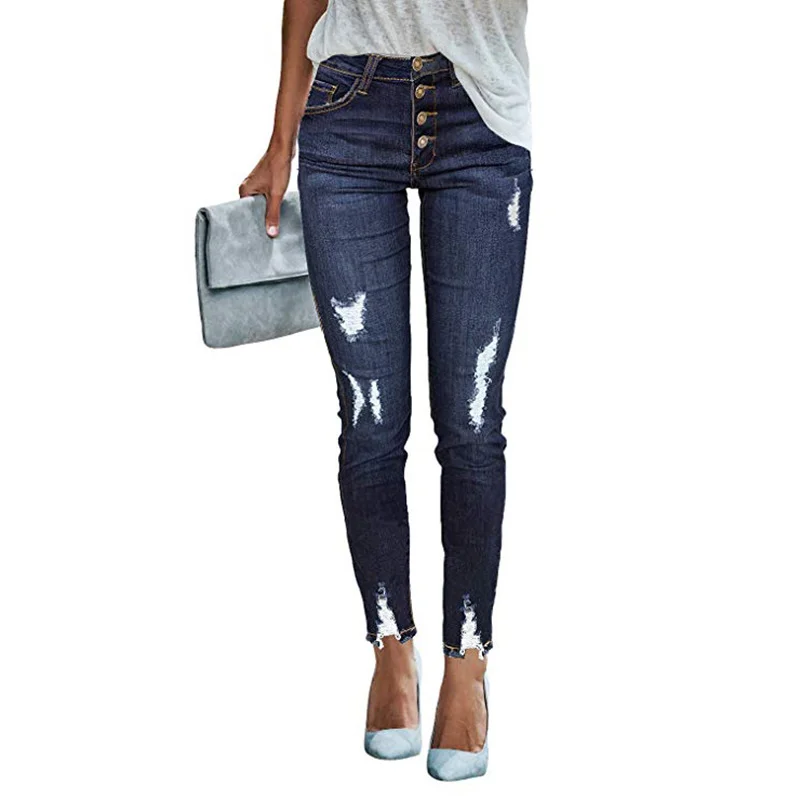 Women' s High Waist Elastic Tight Jeans