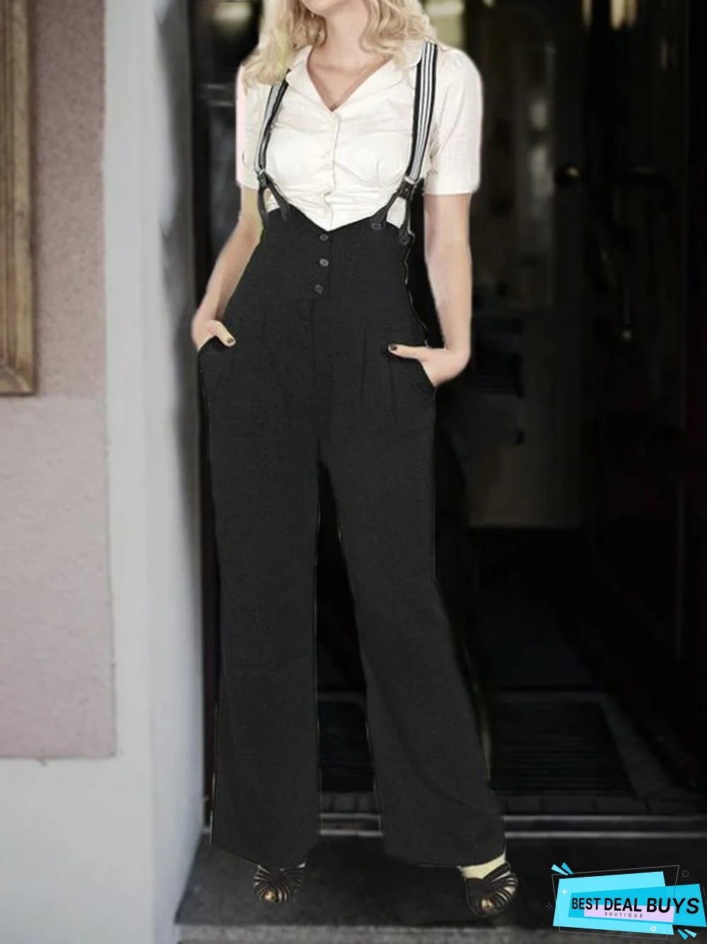 Casual Color-Block Plain Jumpsuit & Romper