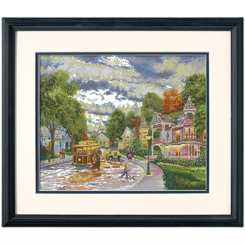【Xiaobai Brand】City Streets Full 14CT Pre-stamped Canvas(56*47cm) 65 Colors Cross Stitch