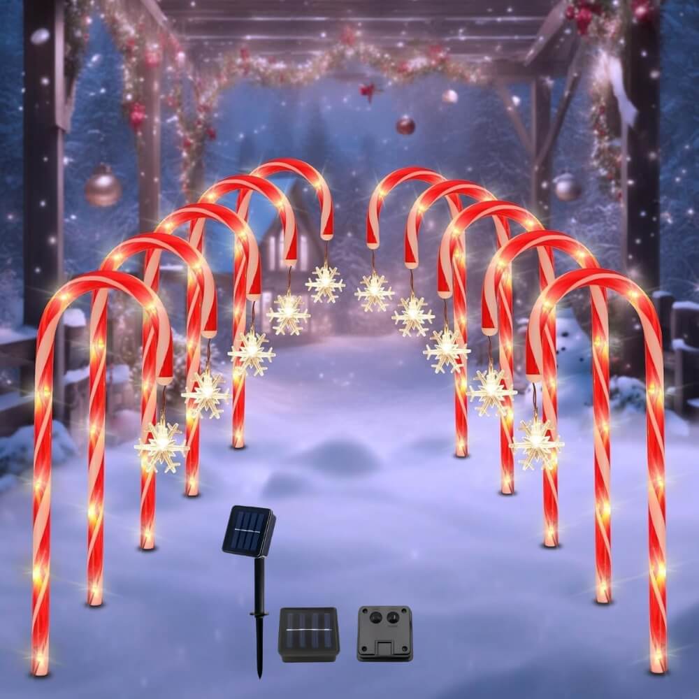 14.6" Solar Christmas Outdoor Decorations Pathway Lights (10 PCS)