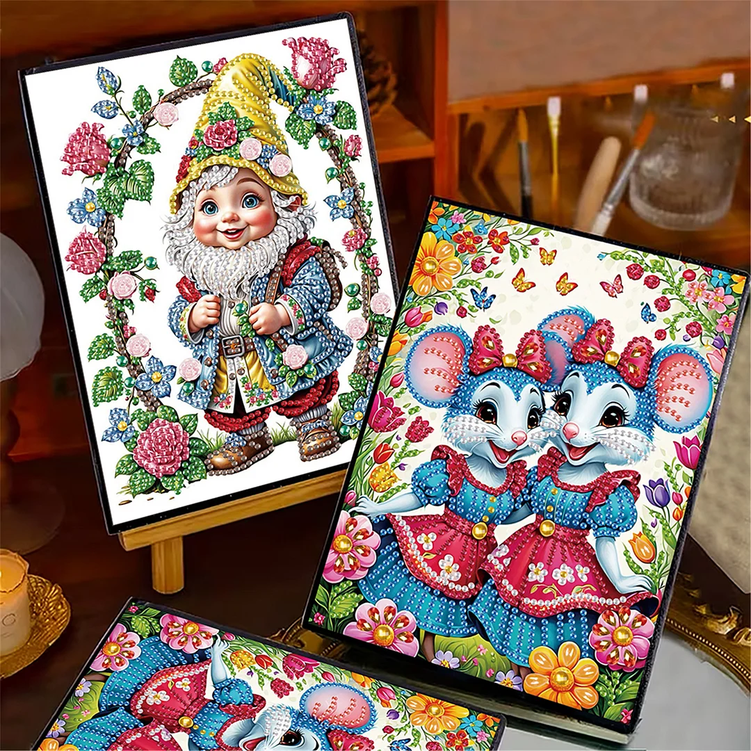2pcs Mouse Partial DIY 50 Pages A5 Diamond Painting Notebook for Study Home