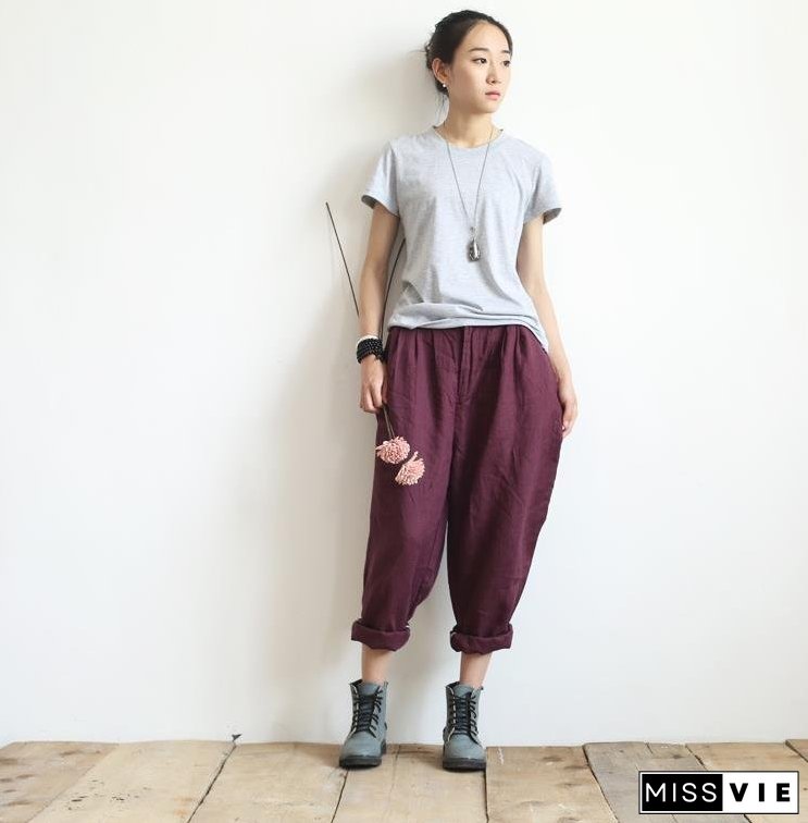 Turnip Pants Causal Linen Long Pants